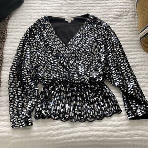 Sequins silver and blue long sleep top